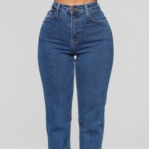 Fashion Nova Dark Wash High Waisted Mom Jeans